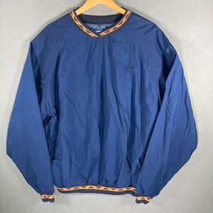 Holloway Mens‎ Pullover Windbreaker Jacket Size L Blue Retro Aztec Trim